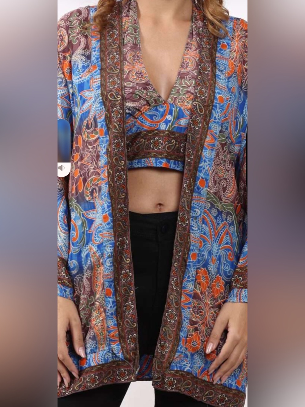 Silk kimono and halter set